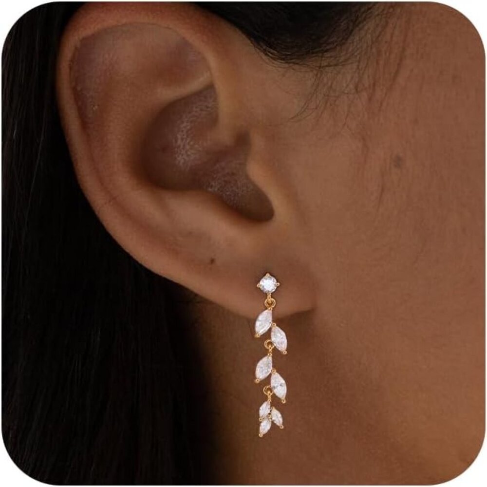 💫 Women Gold Trendy Dainty Earrings 14K Plated Pearl Rhinestone Simple Jewelry